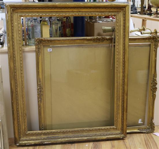 Two gilt picture frames, apertures 95 x 76cm and 78 x 93cm